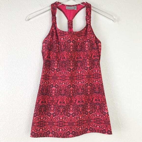 Athleta Fuse Racerback Patterned Activewear Tank Top Lightly Padded Shelf Bra XS - Picture 1 of 9